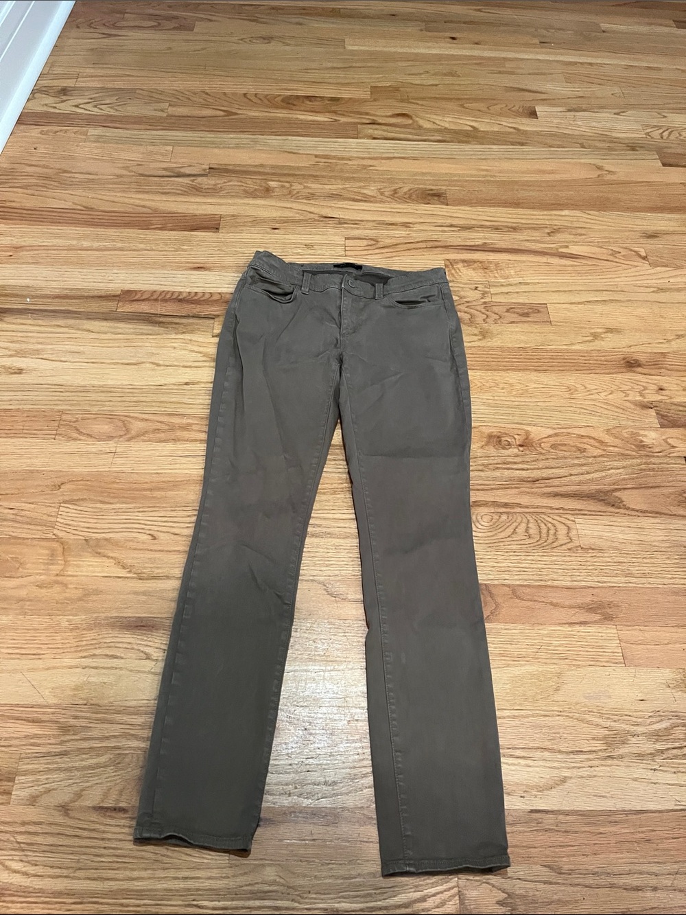 Ann Taylor Straight-Leg Pants in Olive Brown